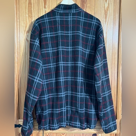 Vintage CHAPS Plaid Fleece 1/4 Snap Drawstring Bottom Pullover Shacket Pockets - Picture 9 of 13